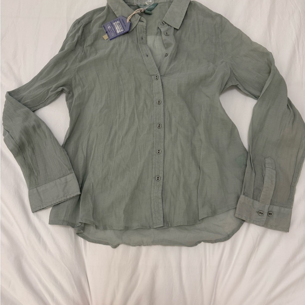 NWT APRIL CORNELL Size Small Button Up Sage Evelyn Blouse Top Cottagecore Boho